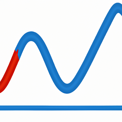 A blue graph with a red line rising on a white background