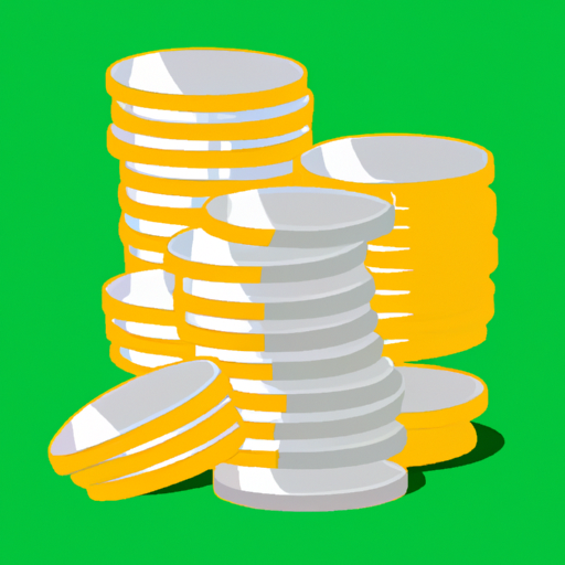 A bright illustration of a stack of coins on a green background