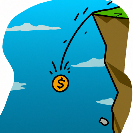 cartoon of a coinfalling off a cliff