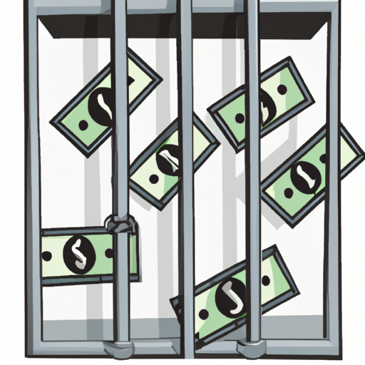 cartoon of dollar bills locked away in prison