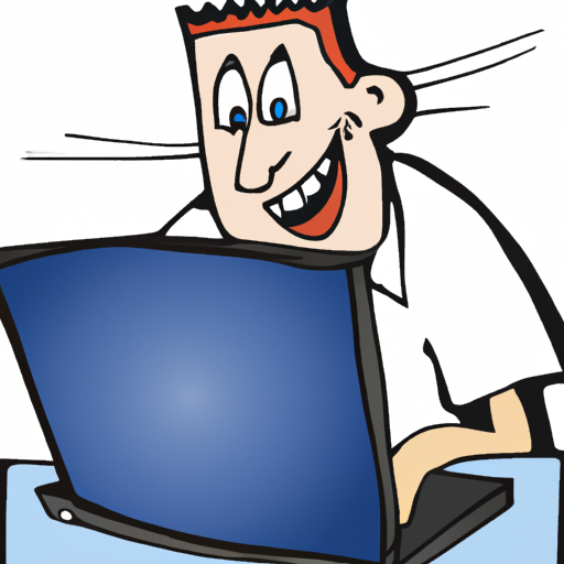 cartoon of a laptop being used