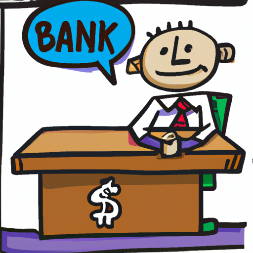 cartoon of a person at a bank