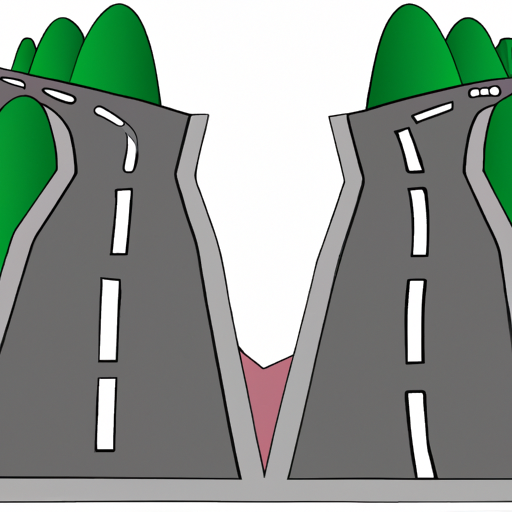 cartoon of a road with two paths