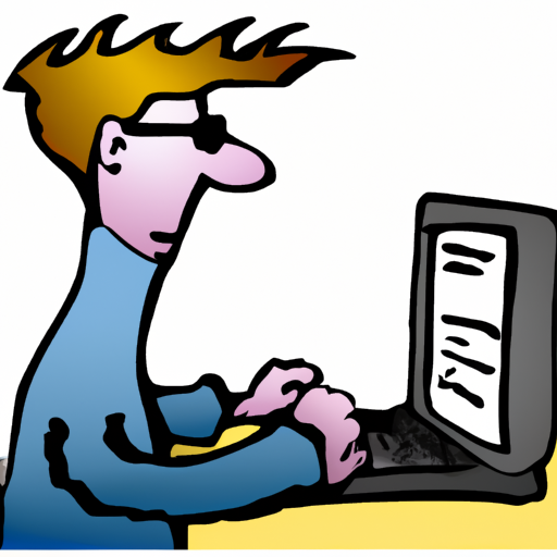 cartoon of someone using a laptop