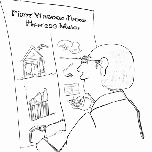 A drawing of a financial advisor evaluating investments