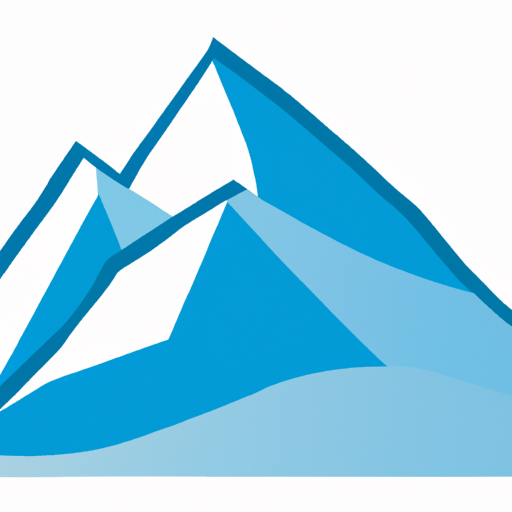 An illustration of a blue mountain with a white snowcapped peak