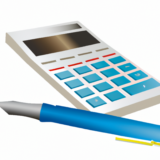 An illustration of a calculator and a financial document with a pen