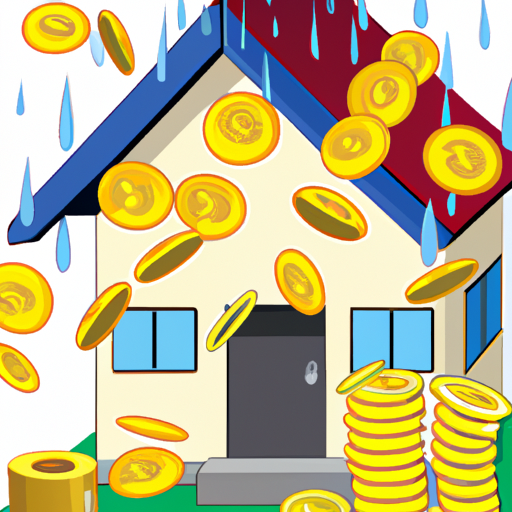 An illustration of coins raining down on a house