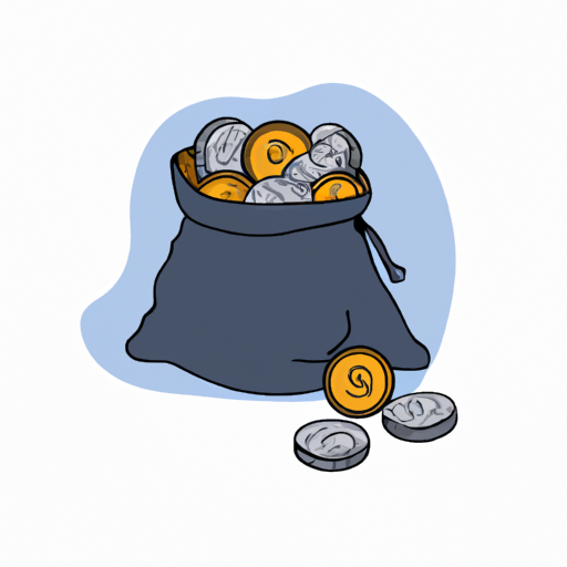 an illustration of coins in a bag in the style of modern art