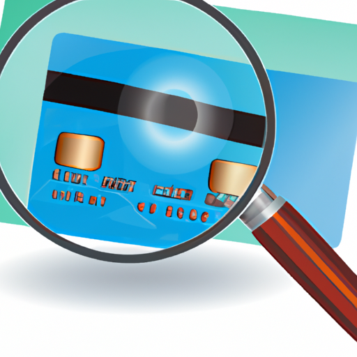 An illustration of a credit card with a magnifying glass over it