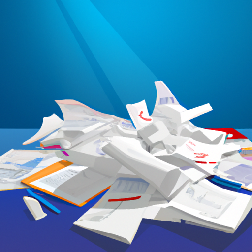 An illustration of a set of financial documents scattered across a blue desk