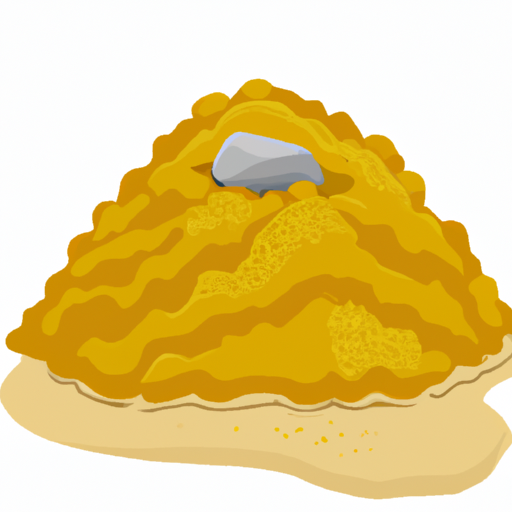 An illustration of a golden nugget in a pile of sand