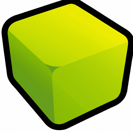 An illustration of a green 3D cube with a yellow border