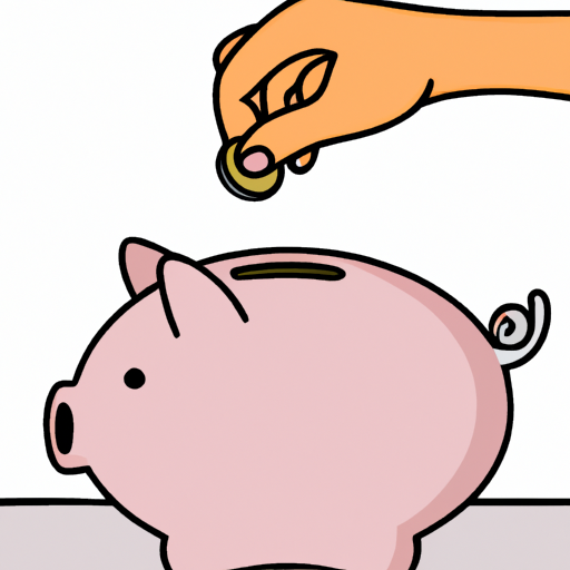 An illustration of a hand placing coins into a piggy bank