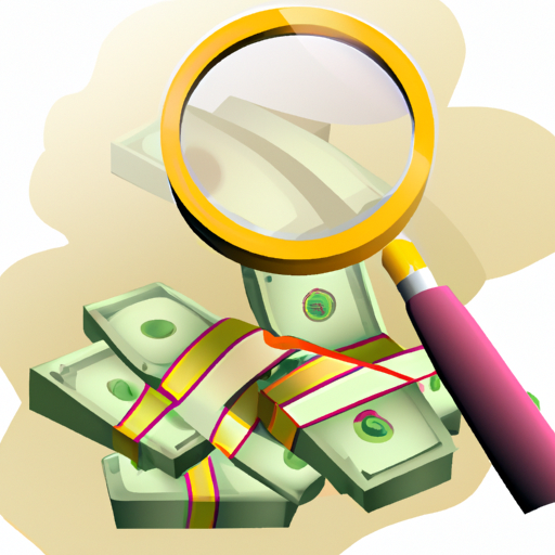 An illustration of a magnifying glass hovering over a pile of money
