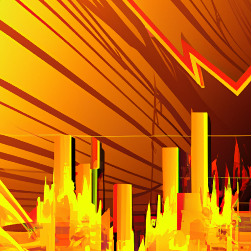 An illustration of an orange and yellow abstract representation of the stock market