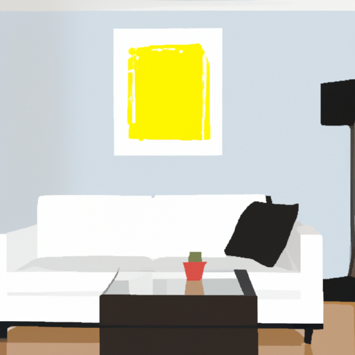 An illustration of a painting hung on a wall in a living room