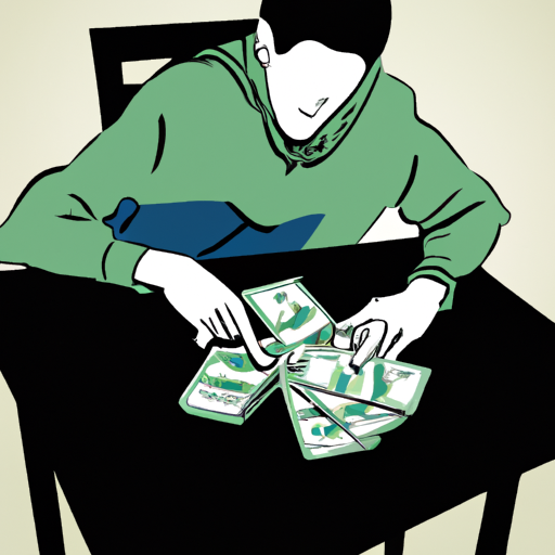 An illustration of a person counting money at a table