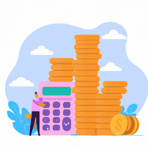 An illustration of a person holding a calculator and a stack of coins