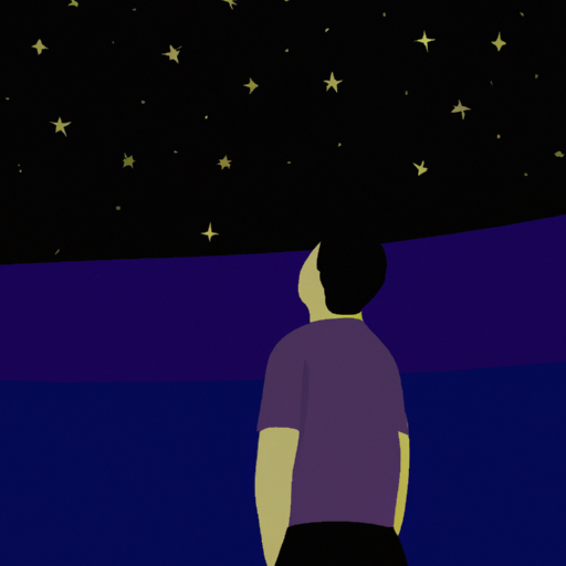 An illustration of a person looking up at a starry night sky on their vacation