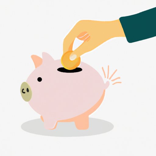 An illustration of a person placing a coin in a piggy bank