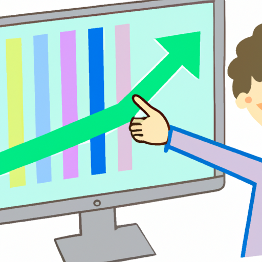 an illustration of a person pointing to a graph on a computer screen