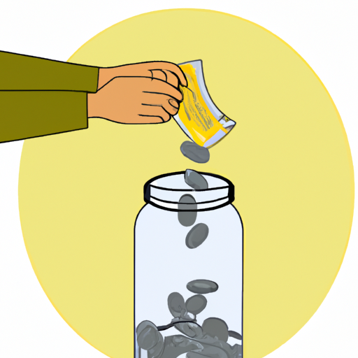 An illustration of a person pouring coins into a glass jar