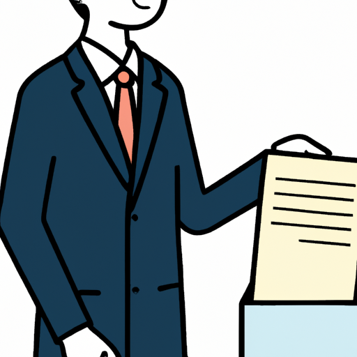 a illustration of a person in a suit filing paperwork