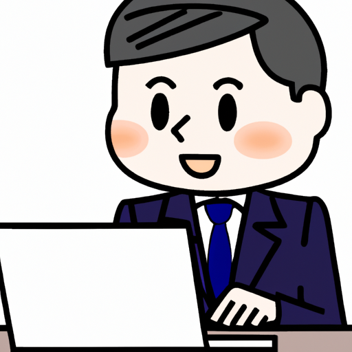 a illustration of a person in a suit using a laptop