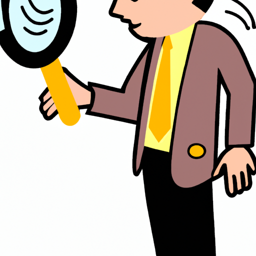 a illustration of a person in a suit with a magnifying glass