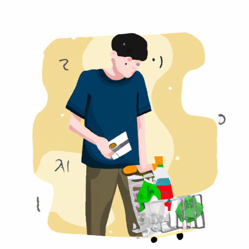 a illustration of a person trying to buy groceries with a credit cardd