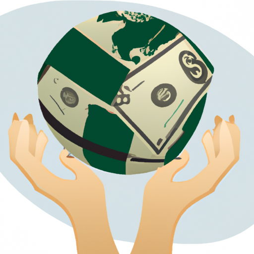 An illustration of a persons hands holding a globe of money