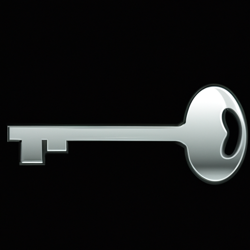 An illustration of a silver key on a black background