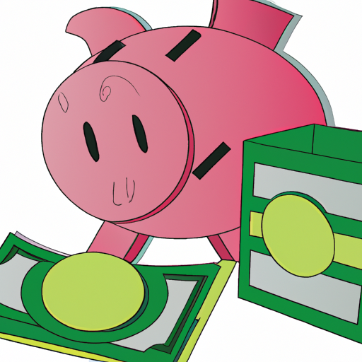 An illustration of a stack of bills beside a piggy bank