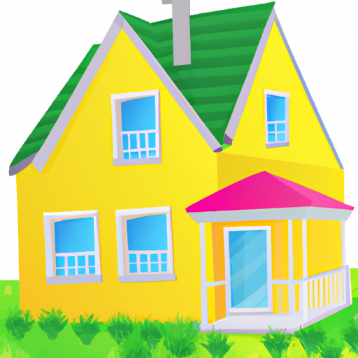 an illustration of a yellow house with a green lawn