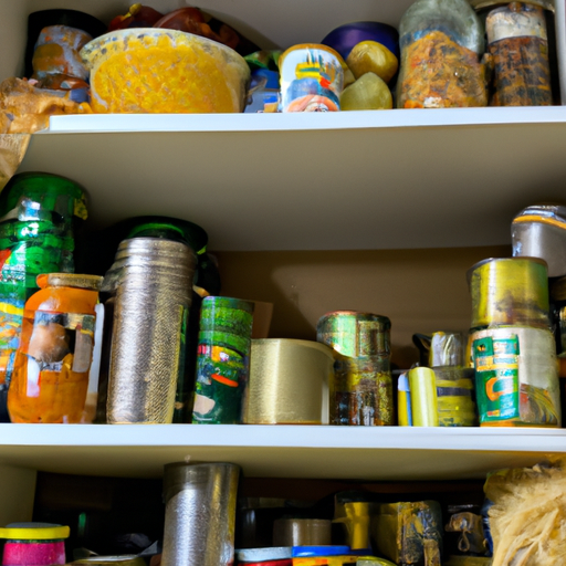 A photo of a pantry filled with canned goods