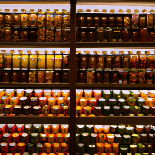 A photo of a store shelf full of canned vegetables