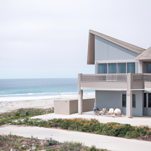 a photograph of a beachfront property with an ocean view