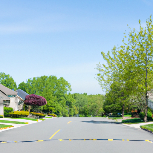 a photograph of a suburban culdesac with treelined streets