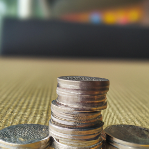 A stack of coins with a blurred background