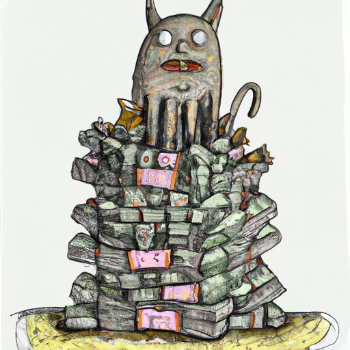 stack of money in the style of Maurice Sendak Where the Wild Things Are