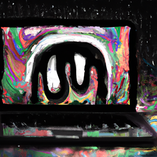 surreal dark fantasy water painting of laptop screen website