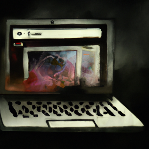 surreal dark fantasy water painting of a laptop website
