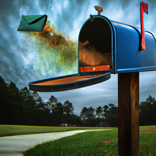 surreal envelope going into a mailbox