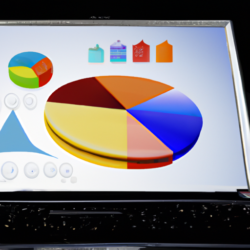 A view of a laptop with a pie chart and financial data displayed
