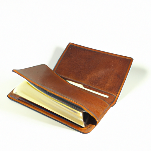A brown leather wallet open with cards inside