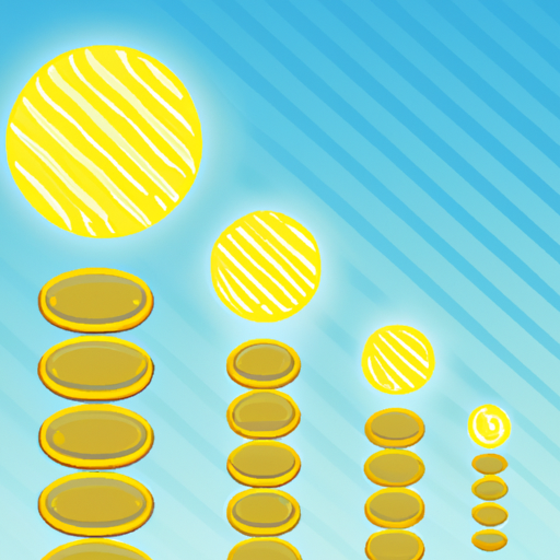 A row of coins shining in the sun in the style of an Illustration