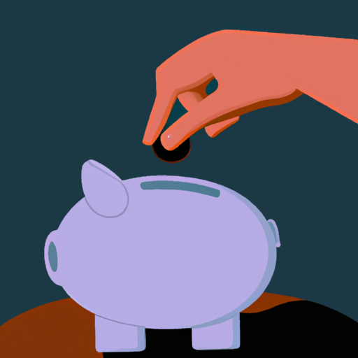 A dark illustration of a hand placing a coin into a piggy bank