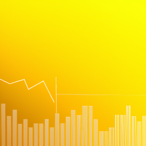 A digital illustration of a financial chart with a yellow gradient background