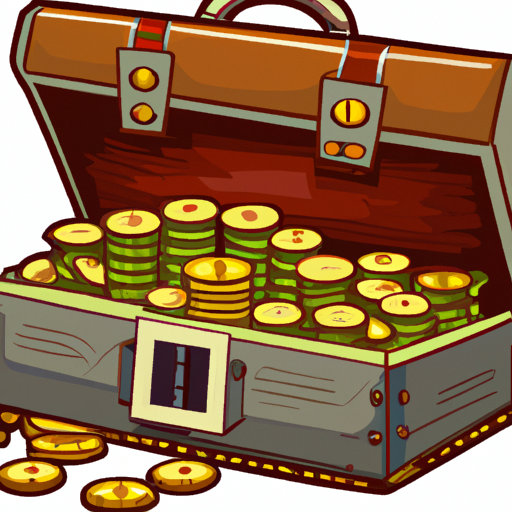 An illustration of a briefcase overflowing with coins and bills